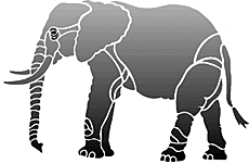 Elefant. Packung zu 4 Stück. (Schablonen-Set "Tiere" aus Lagerverkauf)