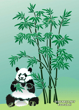 Panda mit Bambus 3 (Schablonen des Blätter und Gras Design)