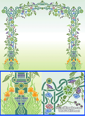 Blumen-Bogen im Jugendstil - Schablone für die Dekoration