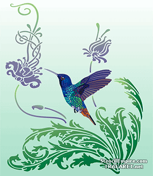Dekor mit Kolibri (Tiere zeichnen Schablonen)
