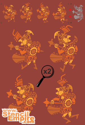 Aztekische Krieger (Schablonen mit der Azteken und Maya-Symbole)