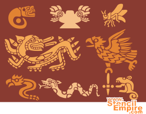 Aztekische Tiere - Schablone für die Dekoration
