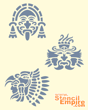 Aztekische Maske - Schablone für die Dekoration