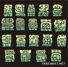 Hieroglyphen der Maya - Schablone für die Dekoration