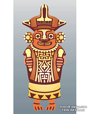 Kleine Gott der Azteken - Schablone für die Dekoration