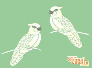 Zwei weiße Papageien - Schablone für die Dekoration