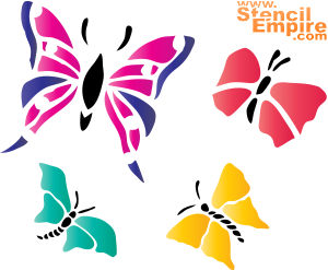 Vier Schmetterlinge - Schablone für die Dekoration