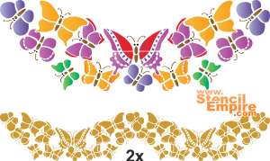 Bordürenmuster mit Schmetterlinge - Schablone für die Dekoration