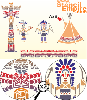 Indianerinnen - Schablone für die Dekoration