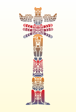 Indianisches Totem (Schablonen für die Raumdekor des Kindes - Indianer)