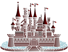Große Schloss (Schablonen für die Raumdekor des Kindes - Spielzeug)