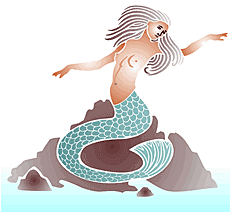 Seejungfrau auf einer Klippe - Schablone für die Dekoration
