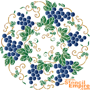 Kreisförmiges Motiv mit Weintraube - Schablone für die Dekoration