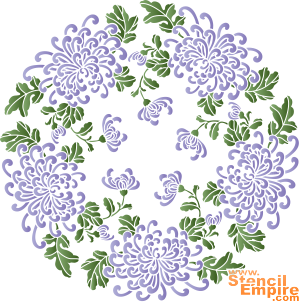 Medaillon im Orientalstil mit Chrysanthemen - Schablone für die Dekoration