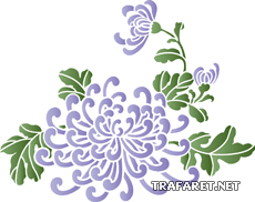 Motiv aus Chrysanthemen im Orientalstil - Schablone für die Dekoration