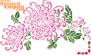 Motiv aus Chrysanthemen im Orientalstil 2 - Schablone für die Dekoration