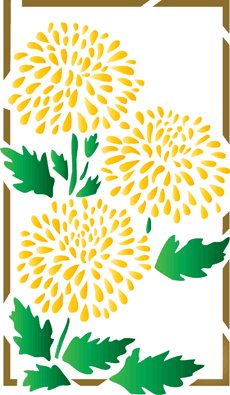 Drei Chrysanthemen - Schablone für die Dekoration