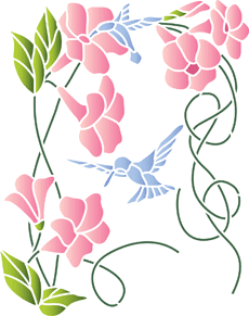 Hasenglöckchen und Kolibri - Schablone für die Dekoration