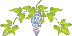 Weintraube und Weinblatts 57 - Schablone für die Dekoration