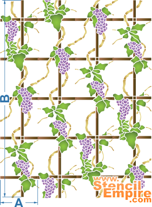 Weinstock an dem Gitter (Schablonen für Gartenpflanzen zeichnen)