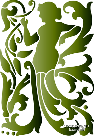 Weibliche Gestalt inmitten von Akhantusblättern - Schablone für die Dekoration