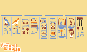 Hieroglyphen an der Wand 2 (Schablonen im ägyptischen Stil)