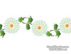 Bordürenmotiv aus großen Gänseblümchen 1 - Schablone für die Dekoration