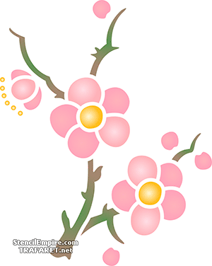 Motiv mit Sakura 101  - Schablone für die Dekoration