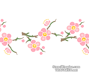 Bordürenmotiv mit Japanische Kirsche 101 - Schablone für die Dekoration