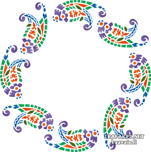 Kreis aus Paisleymuster 145 - Schablone für die Dekoration