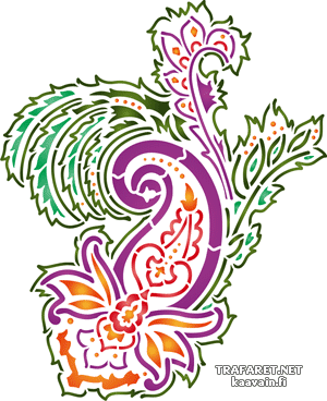 Paisleymuster mit Blätter 149a - Schablone für die Dekoration