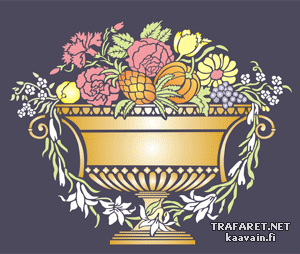 Schale mit Früchte und Blumen - Schablone für die Dekoration