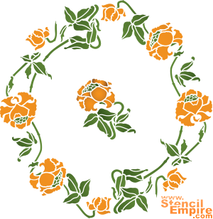 Rosette mit Mohnblumen - Schablone für die Dekoration