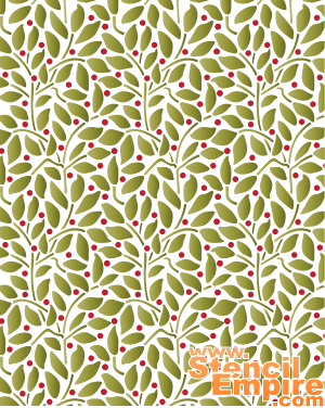 Tapete mit Blätter und Beeren (Schablonen des Blätter und Gras Design)