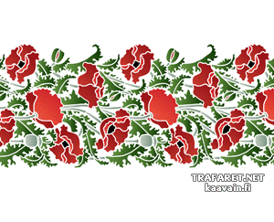 Bordürenmotiv mit Mohnblumen 39 - Schablone für die Dekoration