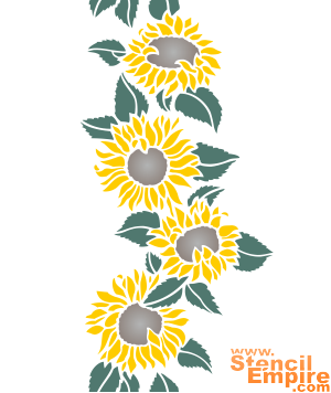 Bordürenmotiv aus Sonnenblumen - Schablone für die Dekoration