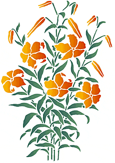 Blumenstrauß aus Lilien - Schablone für die Dekoration