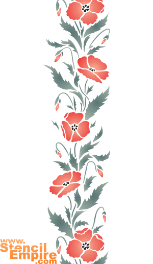 Bordürenmotiv mit Mohnblumen (Schablonen für Blumen zeichnen)