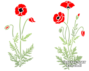 Paar frische Mohn  (Schablonen für Blumen zeichnen)