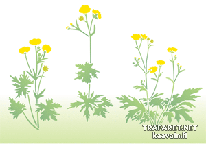 Satz der drei Schablonen mit Butterblumen - Schablone für die Dekoration