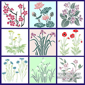 Satz der Blumen 52 - Schablone für die Dekoration