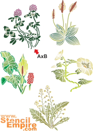 Wildblumen 2 - Schablone für die Dekoration