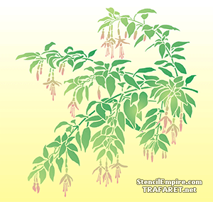 Fuchsie Blume und Zweig (Schablonen für Blumen zeichnen)
