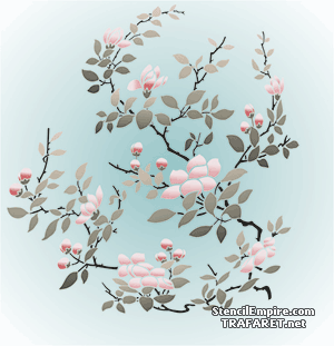Blühende Magnolie - Schablone für die Dekoration
