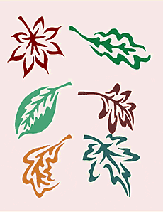 Sechs Blätter - Schablone für die Dekoration