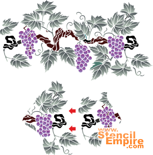 Bordürenmotiv mit Weinstock - Schablone für die Dekoration