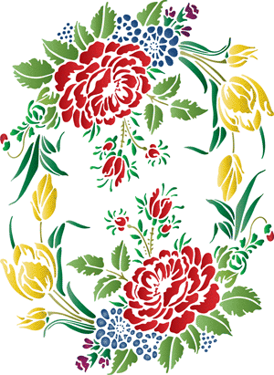 Blumenstrauß im Folk-Style 34a - Schablone für die Dekoration