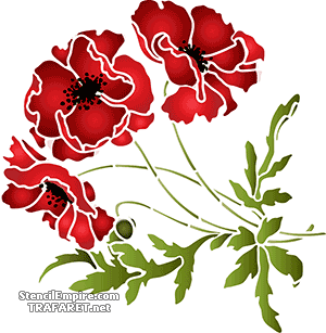 Drei große Mohnblumen - Schablone für die Dekoration