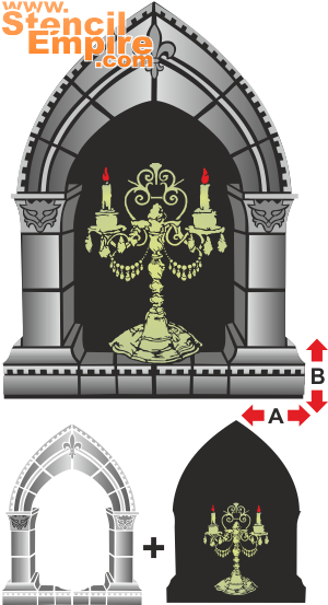 Gotischer Kronleuchter - Schablone für die Dekoration