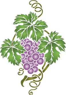Weintraube und Blätter - Schablone für die Dekoration